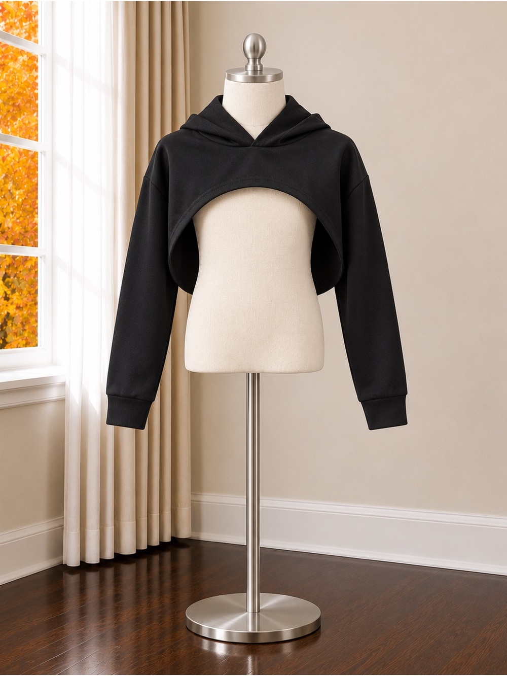 Amazon Black Cropped Hooded Sweatshirt for Kids